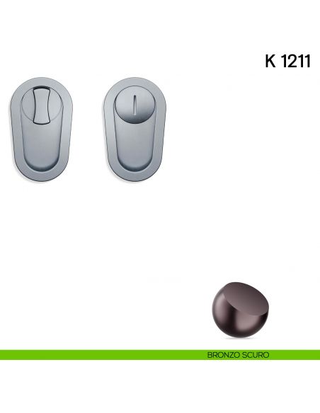 Maniglia per porta scorrevole K 1211 Valli collezione Lab nottolino e serratura bronzo scuro