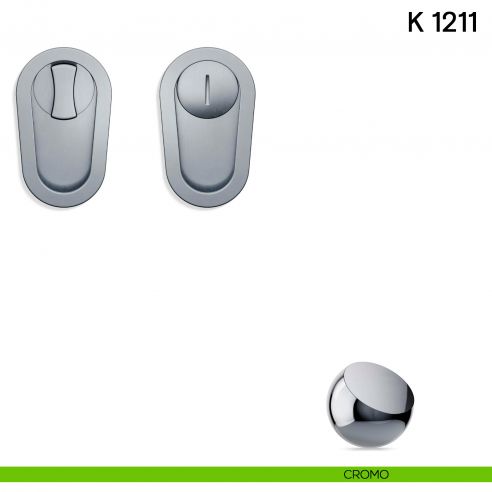 Maniglia per porta scorrevole K 1211 Valli collezione Lab nottolino e serratura cromo