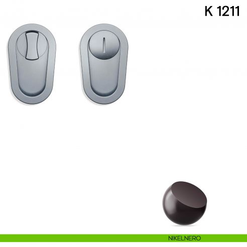 Maniglia per porta scorrevole K 1211 Valli collezione Lab nottolino e serratura nikelnero