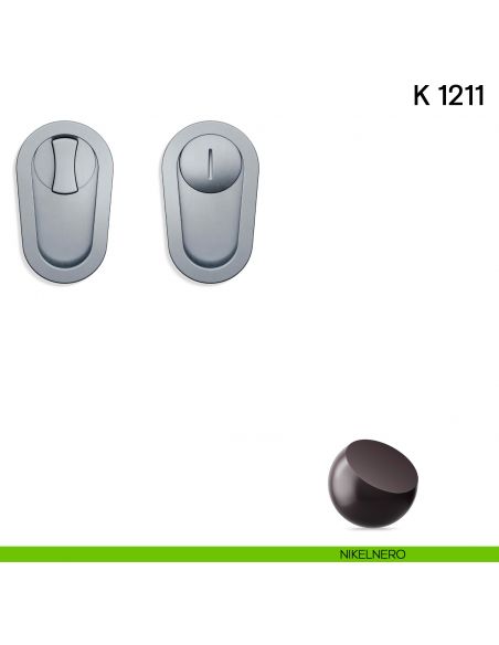 Maniglia per porta scorrevole K 1211 Valli collezione Lab nottolino e serratura nikelnero