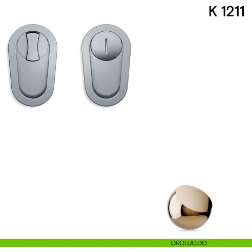 Maniglia per porta scorrevole K 1211 Valli collezione Lab nottolino e serratura orolucido