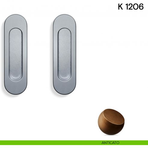 Maniglia per porta scorrevole K 1206 Valli collezione Lab senza foro chiave anticato