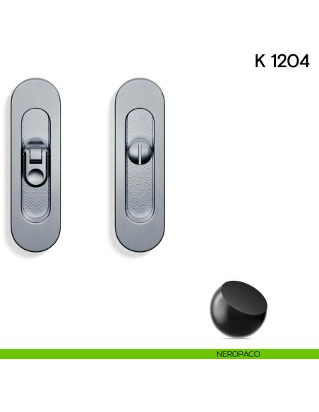 Maniglia per porta scorrevole K 1204 Valli collezione Lab nottolino e serratura neropaco