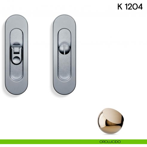 Maniglia per porta scorrevole K 1204 Valli collezione Lab nottolino e serratura orolucido