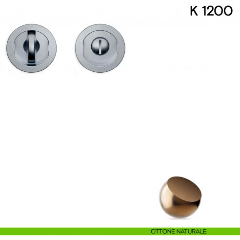 Maniglia per porta scorrevole K 1200 Valli collezione Lab nottolino e serratura ottone naturale