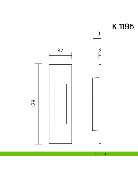 Maniglia per porta scorrevole K 1195 SFC Valli collezione Lab senza foro chiave disegno