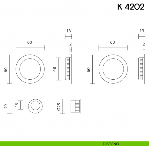 Maniglia per porta scorrevole K 4202 Valli collezione Lab senza serratura disegno