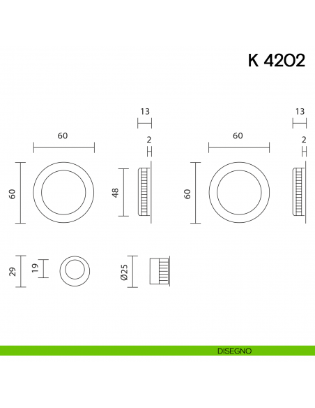 Maniglia per porta scorrevole K 4202 Valli collezione Lab senza serratura disegno