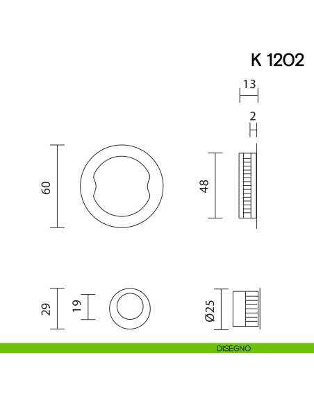 Maniglia per porta scorrevole K 1202 Valli collezione Lab senza serratura disegno