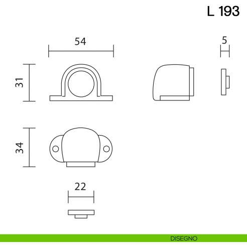 Fermaporta magnetico L 193 Valli collezione Lab disegno
