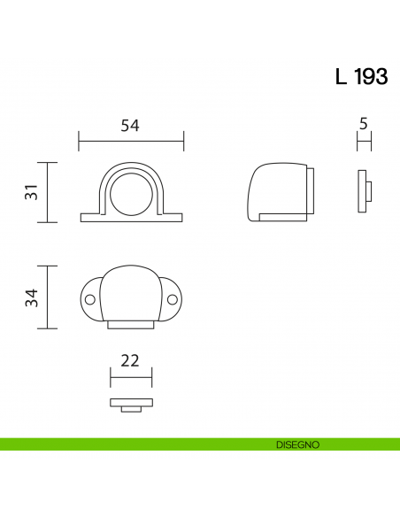 Fermaporta magnetico L 193 Valli collezione Lab disegno