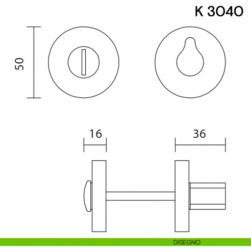 Nottolino per porta K 3040 Valli collezione Fusital disegno