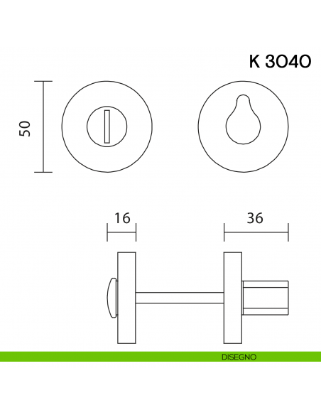 Nottolino per porta K 3040 Valli collezione Fusital disegno