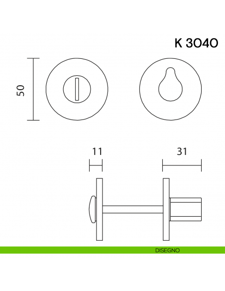 Nottolino per porta K 3040 RB Valli collezione Fusital con rosetta fine disegno