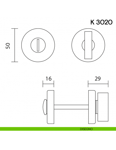Nottolino per porta K 3020 RT Valli collezione Fusital disegno