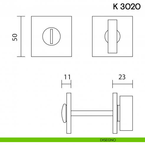 Nottolino per porta K 3020 RB Valli collezione Lab con rosetta fine disegno