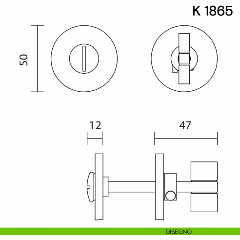 Nottolino per porta K 1865 RB Valli collezione Lab con rosetta fine disegno