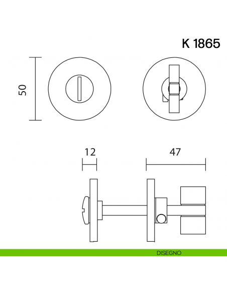 Nottolino per porta K 1865 RB Valli collezione Lab con rosetta fine disegno
