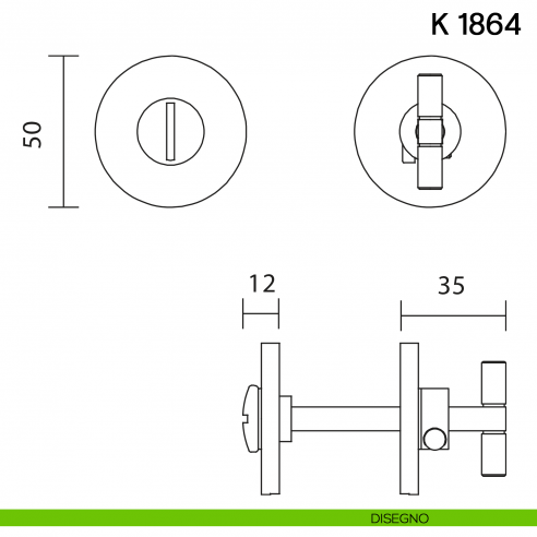 Nottolino per porta K 1864 RB Valli collezione Lab con rosetta fine disegno