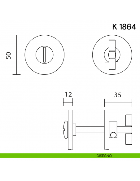 Nottolino per porta K 1864 RB Valli collezione Lab con rosetta fine disegno