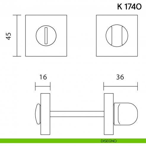 Nottolino per porta K 1740 R Valli collezione Lab disegno