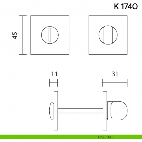 Nottolino per porta K 1740 RB Valli collezione Lab con rosetta fine disegno