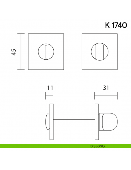 Nottolino per porta K 1740 RB Valli collezione Lab con rosetta fine disegno
