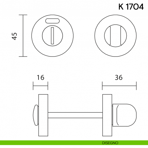 Nottolino per porta K 1704 RS Valli collezione Lab libero/occupato 45 mm disegno