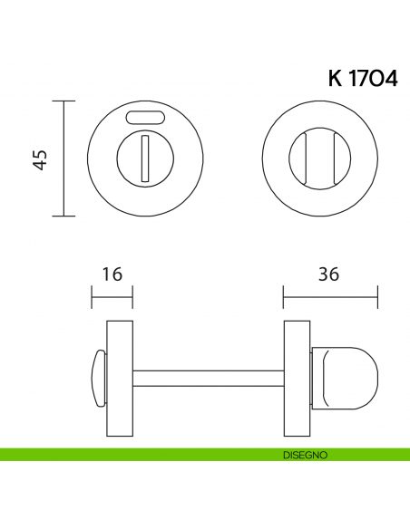 Nottolino per porta K 1704 RS Valli collezione Lab libero/occupato 45 mm disegno