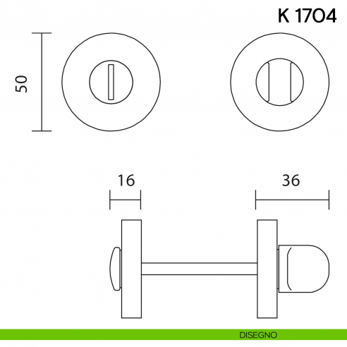 Nottolino per porta K 1704 R Valli collezione Lab 50 mm disegno