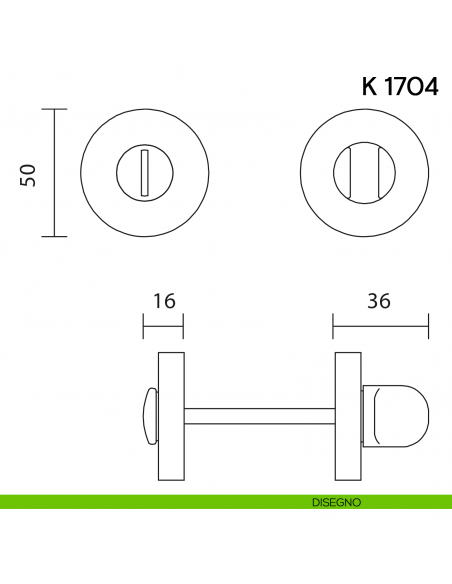 Nottolino per porta K 1704 R Valli collezione Lab 50 mm disegno