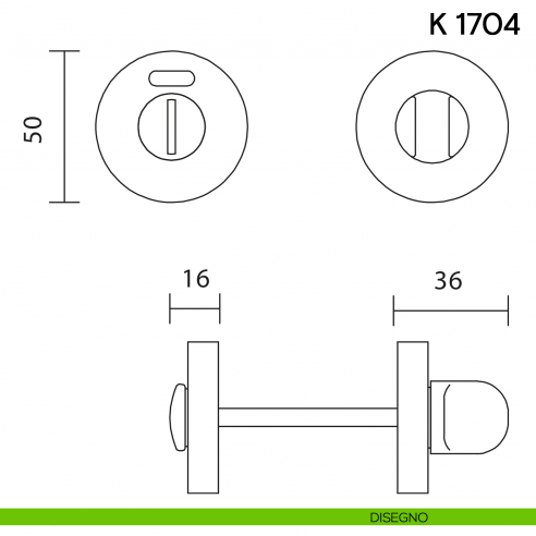 Nottolino per porta K 1704 RS Valli collezione Lab libero/occupato 50 mm disegno
