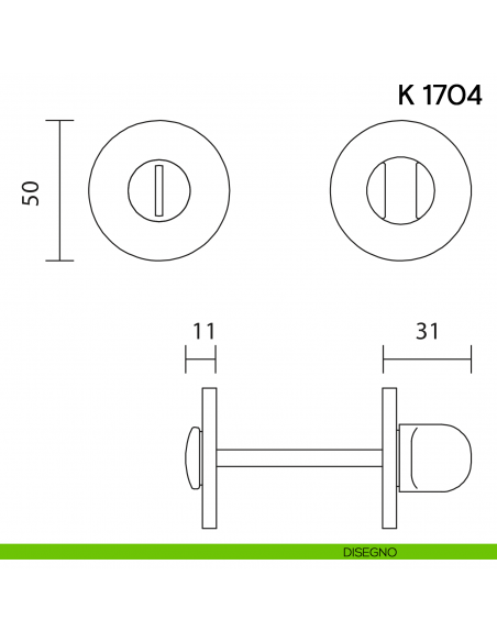 Nottolino per porta K 1704 RB Valli collezione Lab 50 mm con rosetta fine disegno