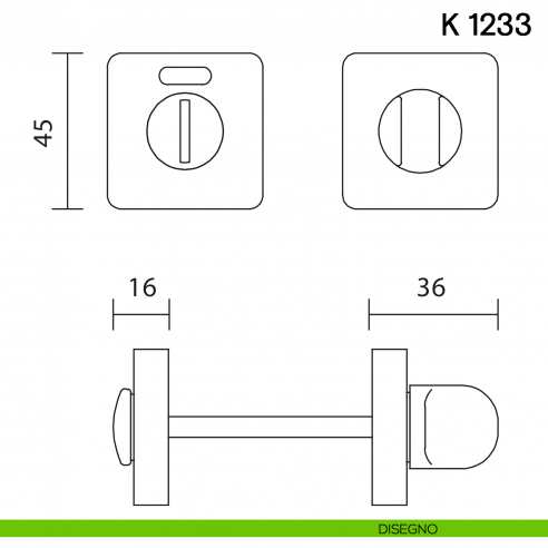 Nottolino per porta K 1233 RS Valli collezione Lab libero/occupato disegno