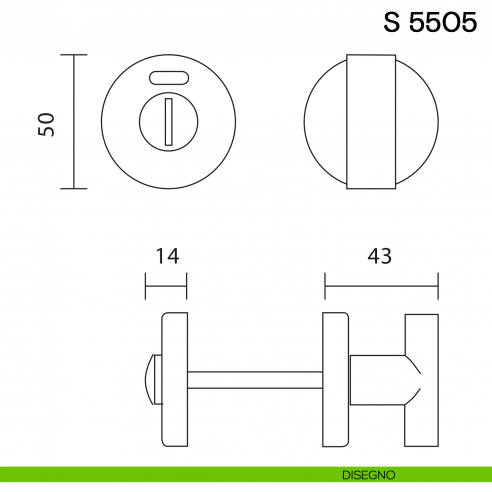 Nottolino per porta S 5505 Valli collezione Fusital libero/occupato disegno