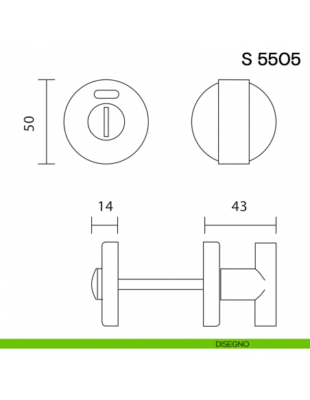 Nottolino per porta S 5505 Valli collezione Fusital libero/occupato disegno