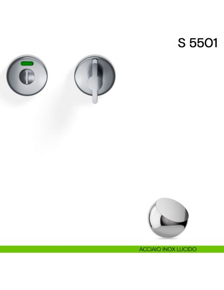 Nottolino per porta S 5501 Valli collezione Lab libero/occupato acciaio inox lucido