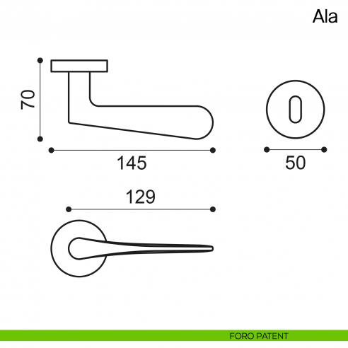 Maniglia per porta Ala Manital - foro patent