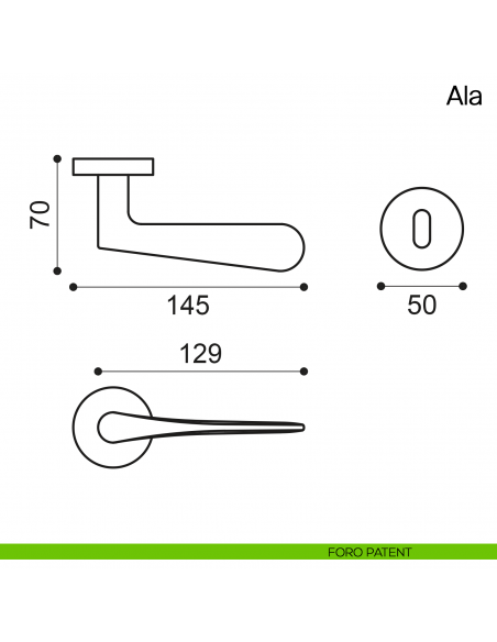 Maniglia per porta Ala Manital - foro patent