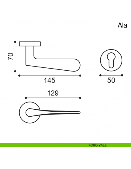 Maniglia per porta Ala Manital - foro yale