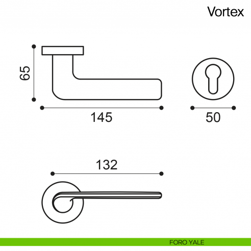 Maniglia per porta Vortex Manital - foro yale