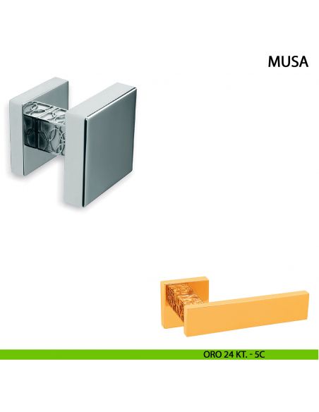 Pomolo fisso per porta Musa Comit 60x60 mm oro 24 kt.