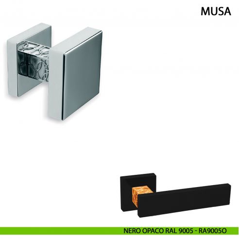 Pomolo fisso per porta Musa Comit 60x60 mm nero opaco