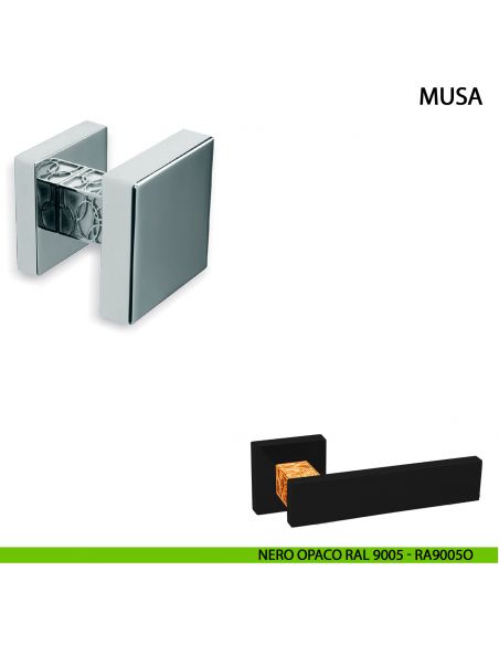 Pomolo fisso per porta Musa Comit 60x60 mm nero opaco