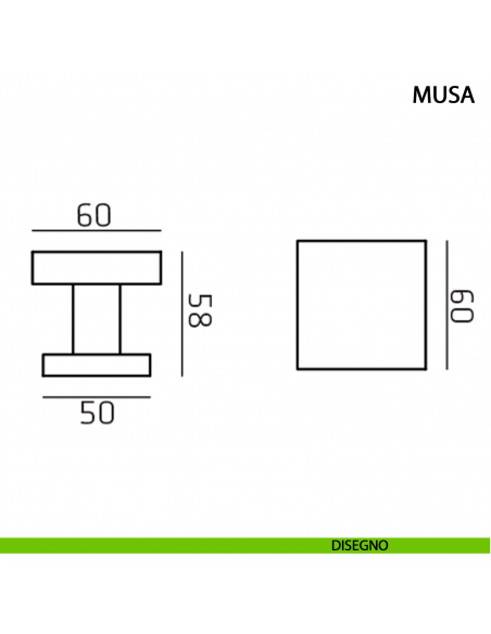 Pomolo fisso per porta Musa Comit 60x60 mm disegno