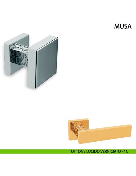 Pomolo girevole per porta Musa Comit 60x60 mm ottone lucido