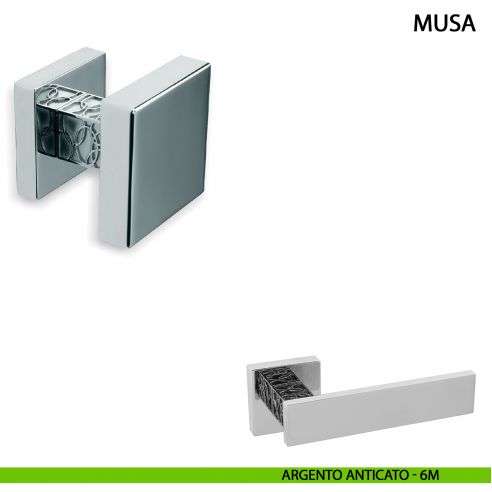 Pomolo girevole per porta Musa Comit 60x60 mm argento anticato
