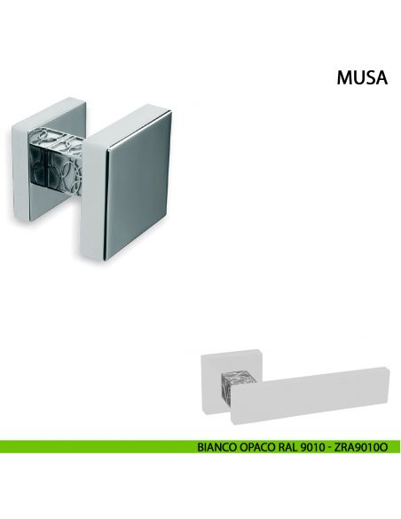 Pomolo girevole per porta Musa Comit 60x60 mm bianco opaco