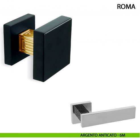 Pomolo fisso per porta Roma Comit 60x60 mm argento anticato