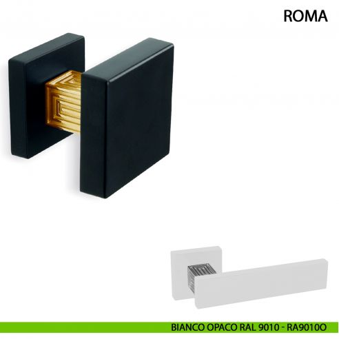 Pomolo fisso per porta Roma Comit 60x60 mm bianco opaco